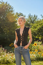 Ermeløs Blondevest med Knapper