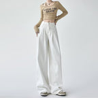 Women's White Wide-leg Straight Jeans