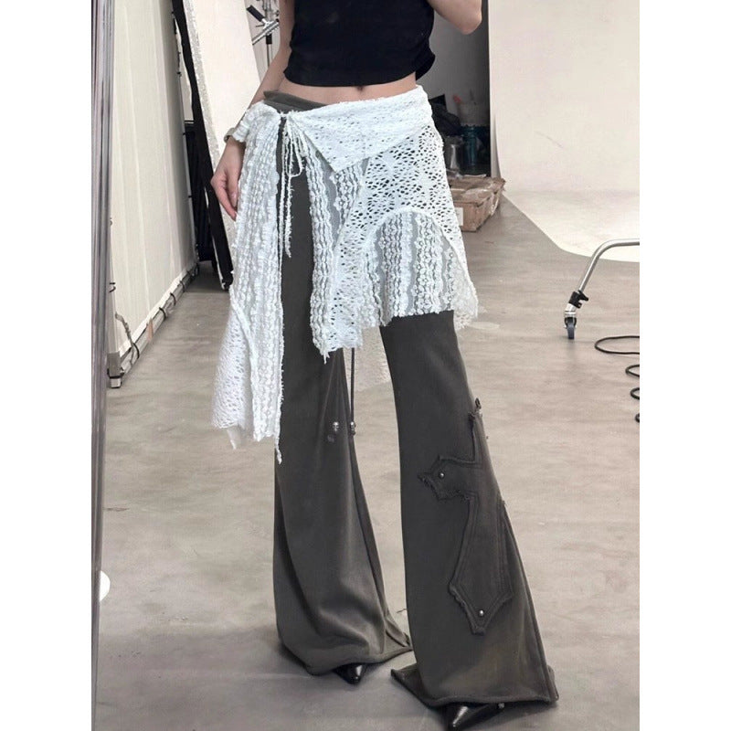 Bandage Dress Hollow Lace Apron Women's Spring New Jacquard Skirt
