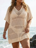 Women's Polo-Neck Blouse Plus-Size Beach Cover-Up