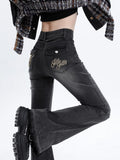 Retro Washed High-Waist Flared Jeans For Women
