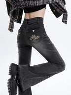 Retro Washed High-Waist Flared Jeans For Women