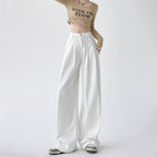 Women's White Wide-leg Straight Jeans