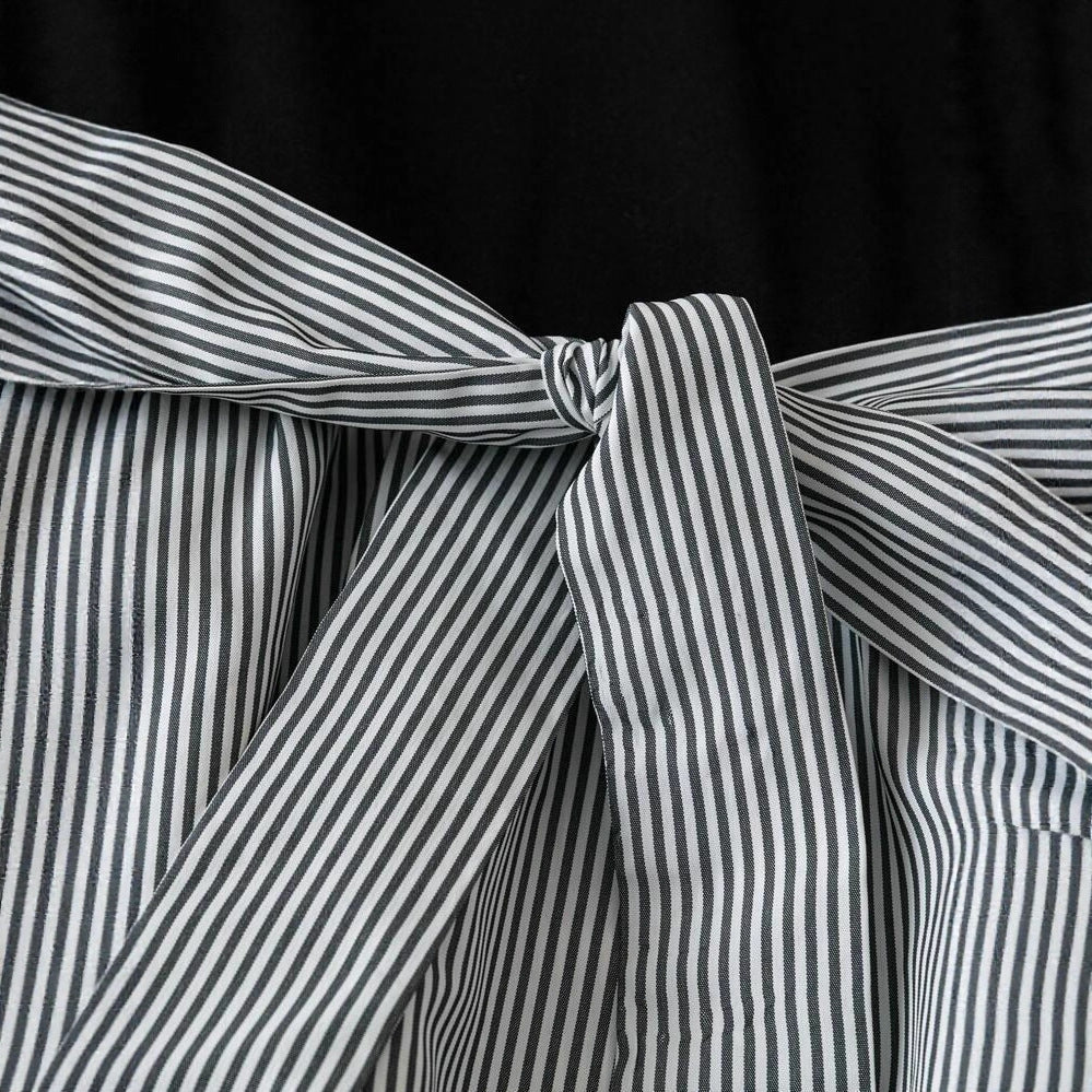 V-neck High-waisted Black-and-white Patchwork Dress