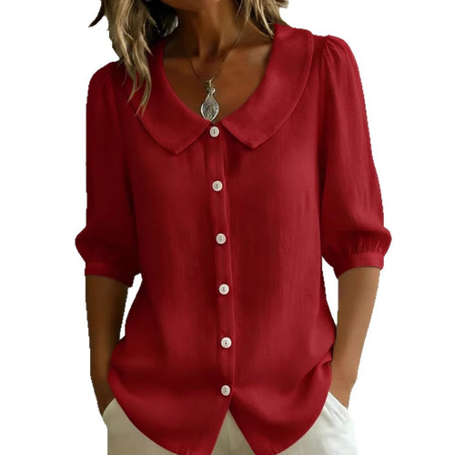 Collared Short-sleeve Blouse Fashion Casual Versatile Loose Shirt Women's Clothing