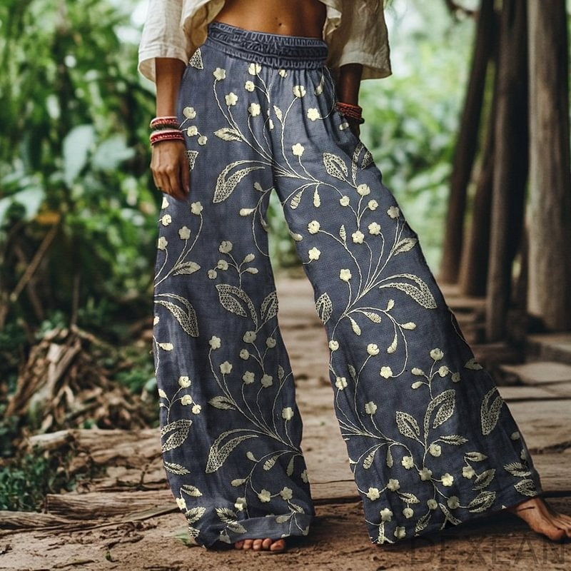 Midriff-baring Wide-leg Casual Pants