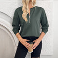 Grå Halvzipper Sweatshirt med Åpen Skulder