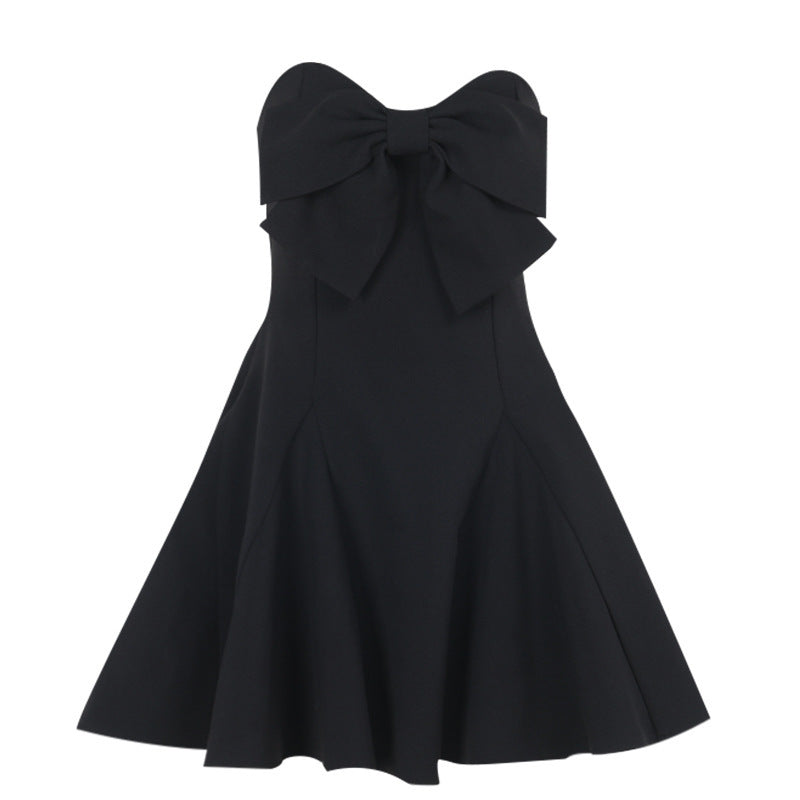 European And American-style Chic Sexy Slim-fit Bow-embellished Tube Top Short Dress