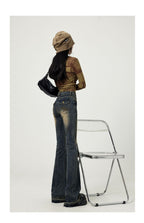 Retro Vasket Flare-jeans med Høy Midje