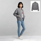 Oversized Bomber Jakke med Lommer