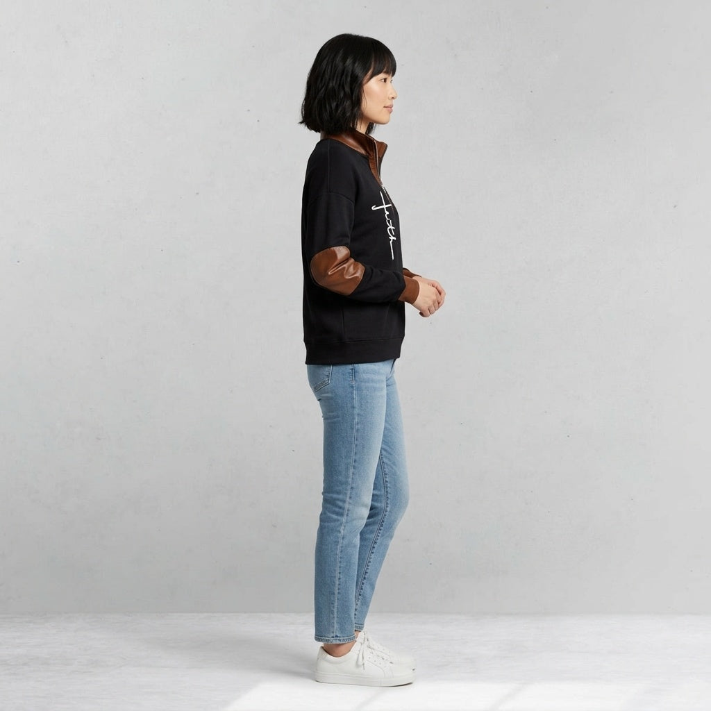 Myk Half-zip Hoodie med Trykk