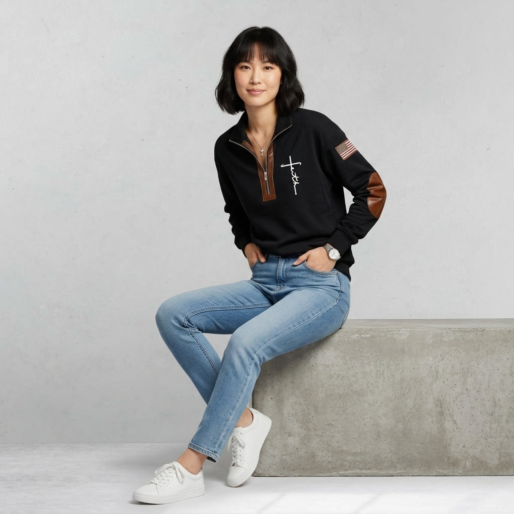 Myk Half-zip Hoodie med Trykk
